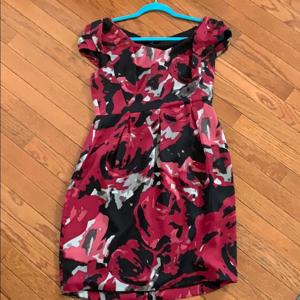 EUC Anne Klein 10P red floral dress